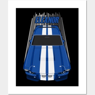 Ford Mustang Shelby GT500 Eleanor 1967 Fastback - Blue and White Stripes Posters and Art